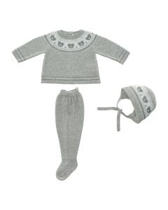 Martin Aranda Baby Grey Bonnet, Top And Trouser Set