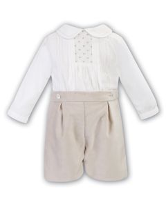 Sarah Louise Boys Ivory and Beige Traditional Romper