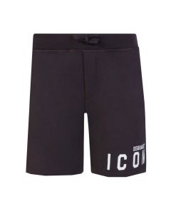 DSQUARED2 ICON Jet Black Shorts With White Logo