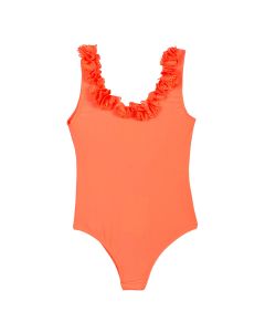 Lili Gaufrette Coral Pink Frill Swimsuit