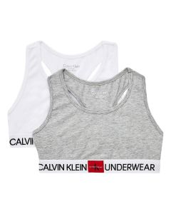 Calvin Klein Girls White & Grey Crop Tops (2 Pack)