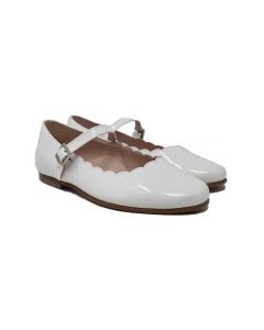 Beberlis White Flat Slip On Shoes With Buckle Fastening