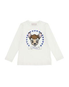 Monnalisa Ivory Cotton Bambi T-Shirt