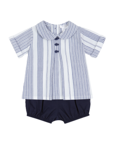 Deolinda Boy&#039;s Navy And White Stripe Short Set