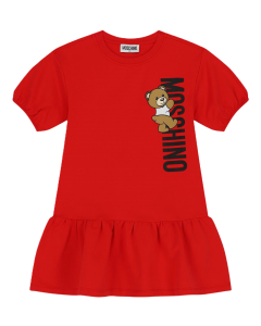 Moschino Girl&#039;s Red Climbing Bear Dress