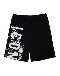 Dsquared Black Shorts With Icon Splatter Graphics SS24