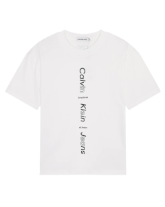 Calvin Klein Boys White Vertical Logo  Shirt SS24