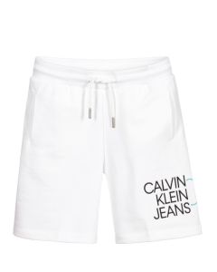 Calvin Klein Jeans White Jersey Logo Shorts