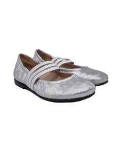 Beberlis Silver Suede Silver Tripple Strap Ballerina shoes