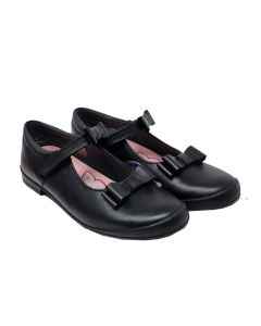 Start-Rite Black Leather Pussycat Bow School Shoes