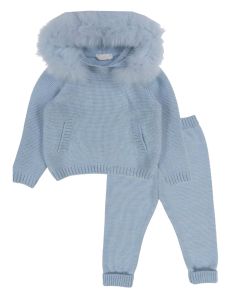 Bimbalo Boys Baby Blue Faux Fur Hooded Knitted Tracksuit