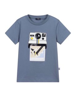 Il Gufo Boys Blue Cotton Camera T-Shirt