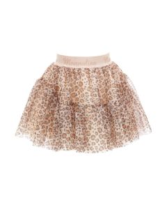 Monnalisa Girls Beige Tulle Leopard Skirt