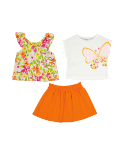 Mayoral Girl&#039;s 3 Piece Set Orange Skirt Set