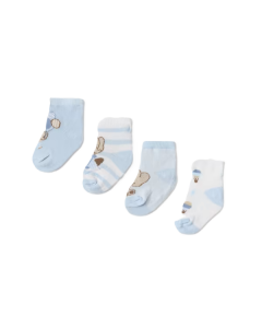 Mayoral Boy&#039;s Newborn Set of 4 Blue Cotton Socks
