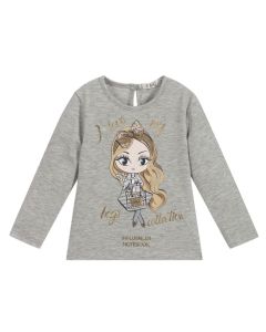 Everything Must Change Grey Cotton Jersey Girl Print Top