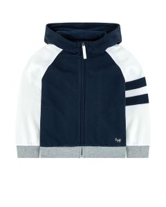 IL Gufo Boy's Navy and White Hooded Zip Up Top