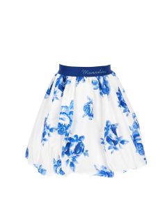 Monnalisa Chic Girls White & Blue Rose Floral Skirt
