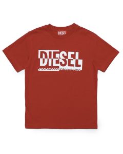 Diesel Red Wavy Logo T-Shirt