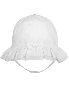 Emile Et Rose Baby Girls White 'Gabby' Sunhat With Frilled Brim & Chin Strap