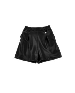 Monnalisa Girls Black Faux Leather Shorts