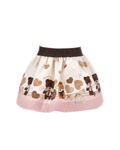 Monnalisa Pink &amp; Brown Teddy Bear Skirt