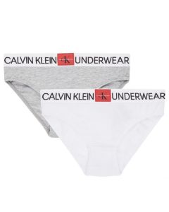 Calvin Klein Girls White and Grey Cotton Bikini Pants (2 Pack)