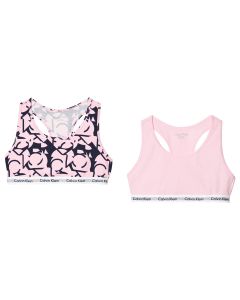 Calvin Klein Girls Pink & Printed Crop Tops (2 Pack)