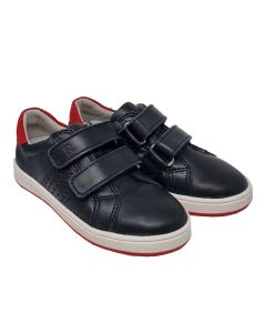 Richter Boys Atlantic Blue Leather Trainers With Red Sole