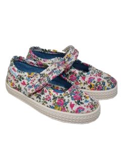 Start-Rite Girls Cream "Posy" Floral Canvas Trainers