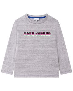 MARC JACOBS Boys Grey Cotton Long Sleeved Logo Top