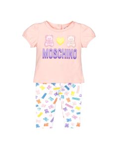 Moschino Baby Pink & White Candy Toy Leggings Set