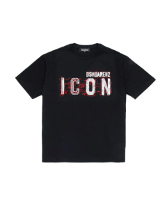 Dsquared2 Black T-shirt With Icon Splatter Graphics