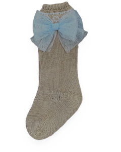 Rahigo Girl's Camel And Blue Bow Socks