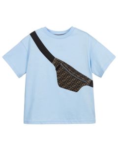 Fendi Boys Belt Bag FF Logo Blue T-Shirt