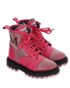 Monnalisa Fuchsia Pink Leather Boots