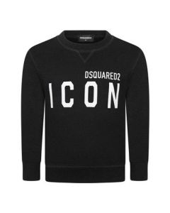 DSQUARED2 ICON Kids Black Sweater With White Logo Across Chest