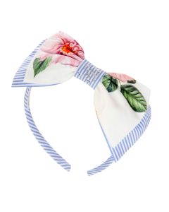 Balloon Chic White & Blue Floral Bow Hairband