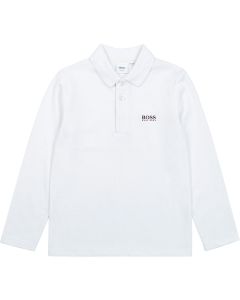 BOSS Kidswear Boys White Logo Slim Fit Polo Shirt