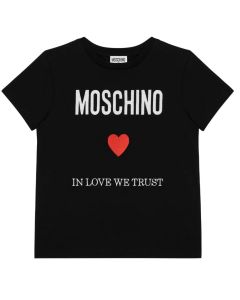 Moshino Black And Red Heart Cotton T-Shirt 