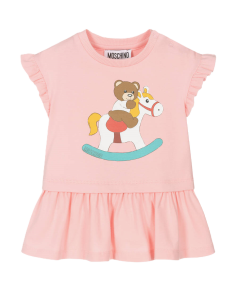 Moschino Baby Girl Rocking Horse Pink Dress SS24