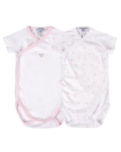 Absorba Baby Girl's Pack Of Two Pink And White Bodyvests