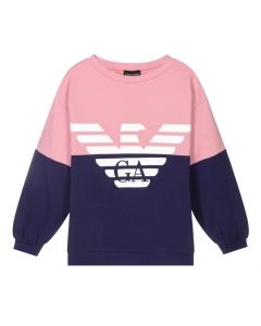 Emporio Armani Kids Pink And Blue Logo Sweater