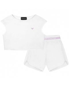 Emporio Armani Girls White Cotton Shorts Set