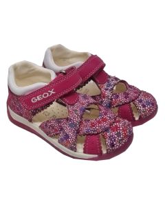 Geox Girls Fuchia With Floral Pattern "Beach" Velcro Sandals