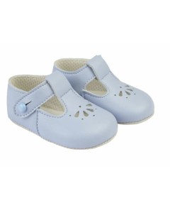 Baby Boy Pre-Walker Baby Blue Shoes With Petal Cut Out Design
