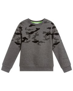BOSS Boys Grey Cotton Camouflage print Sweatshirt
