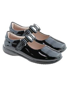 Lelli Kelly Black Patent Bow Colourissima School Shoes (F Fitting )