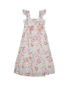 Chloé Girls Ivory Ribbon Print Dress