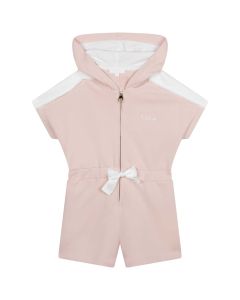 Chloé Girls Pink Hooded Cotton Playsuit